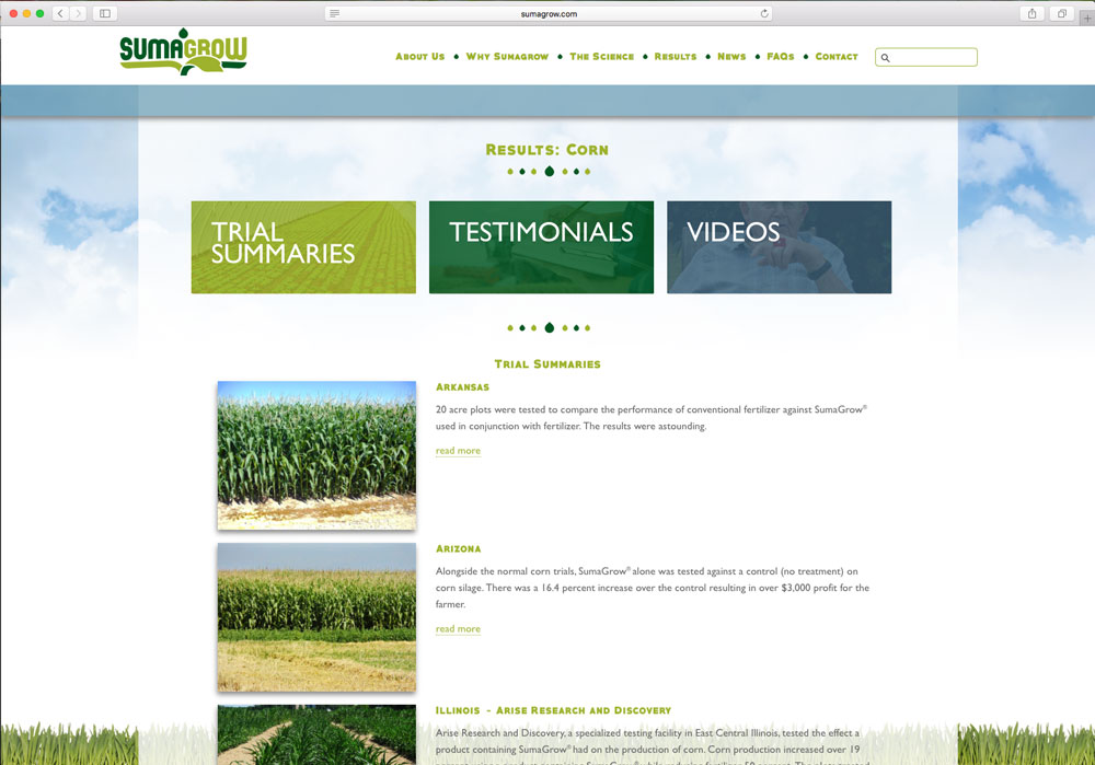 screenshot of SumaGrow website