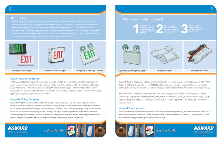 spread from Howard Industries Exit and Emergency catalog