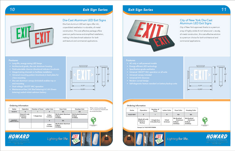 spread from Howard Industries Exit and Emergency catalog